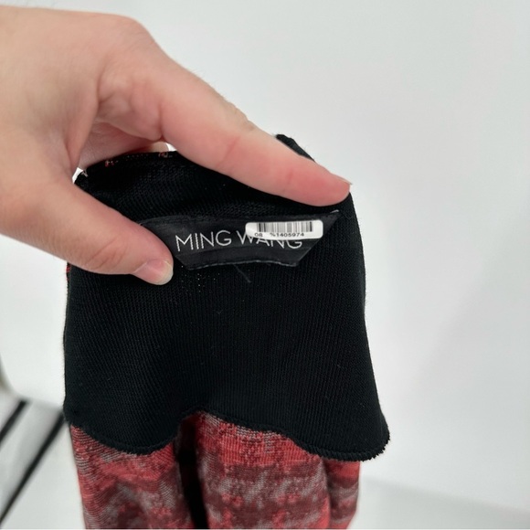 Ming Wang Houndstooth Cardigan Sweater Red Black Gray Size Large - Picture 5 of 5